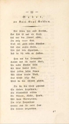 Gebet. an Karl Graf Gröben