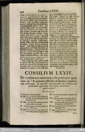 Consilium LXXIV. De redditione rationum; [...]