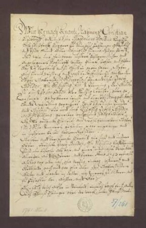 Schuldverschreibung von Christian Burkart von Vimbuch gegen das Kloster Schwarzach