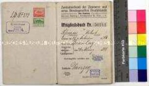 Mitgliedsbuch des Zentralverband der Zimmerer und verwandter Berufsgenossen Deutschlands in Hamburg für Robert Assmus