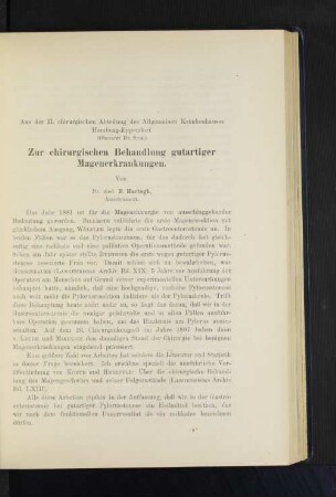 Zur chirurgischen Behandlung gutartiger Magenerkrankungen.