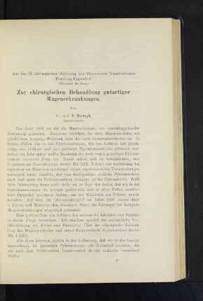Zur chirurgischen Behandlung gutartiger Magenerkrankungen.