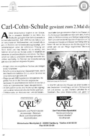 Carl-Cohn-Schule gewinnt zum 2. Mal die Auszeichnung "Umweltfreundliche Schule in Europa"