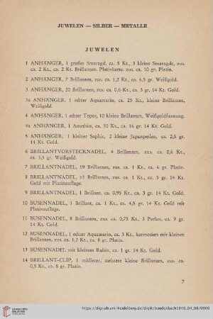 Juwelen (Nr. 1-78a)