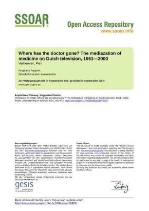 Where has the doctor gone? The mediazation of medicine on Dutch television, 1961—2000