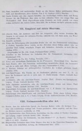 VII. Templerei und stricte Observanz.