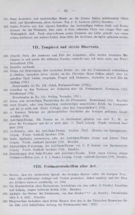 VII. Templerei und stricte Observanz.