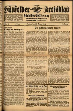 Erste Ausgabe vom Freitag, den 30. Januar 1942.