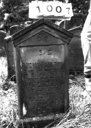 Grabstein 1007 (Index: 100099033) Maße HxBxT: 101x44x10 cm Symbolik: Rosette Besonderheit: Kindergrab: Grabstein 1007