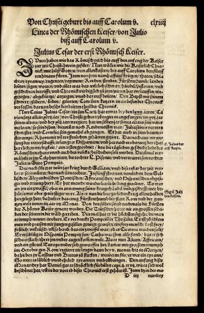 Linea der Rhömischen Keiser/ von Julio biß auff Carolum V.