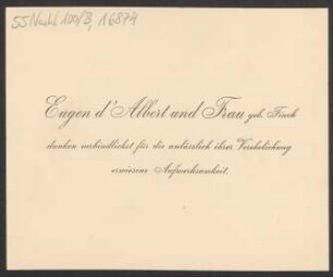 Brief an Ludwig Strecker , Elisabeth Strecker und B. Schott's Söhne : 04.11.1895