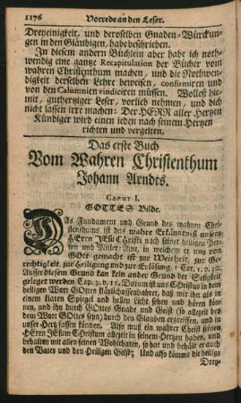 Das erste Buch Vom Wahren Christenthum Johann Arndts