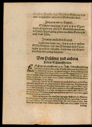 Von Pestilentz und andern Leibes Schwachheiten.
