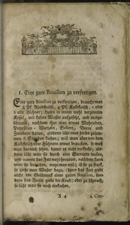1. Eine gute Bouillon zu verfertigen