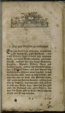 1. Eine gute Bouillon zu verfertigen