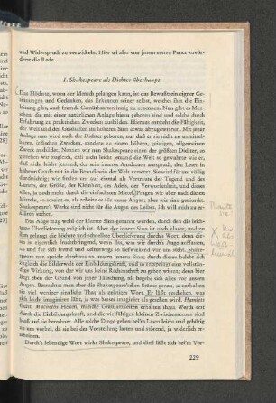 I. Shakespeare als Dichter überhaupt