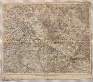 Topographische Karte des Elbetals und Umgebung nordwestlich von Dresden in Sachsen