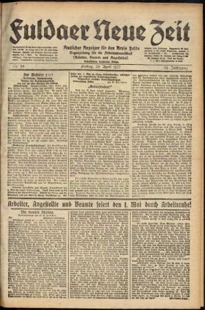 Ausgabe vom Freitag, den 28. April 1922.