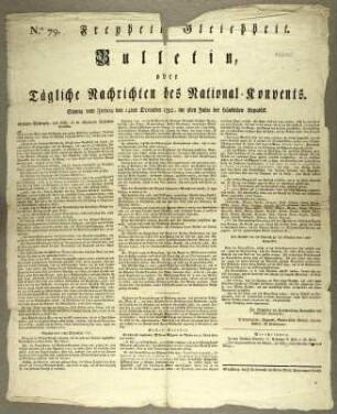 Vorsichtsmaßregeln und allgemeine Sicherheit; Strenge Kontrolle des Beistandes Ludwig Capets - Bulletin