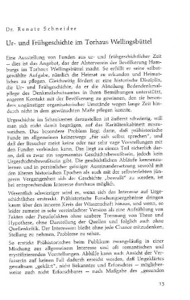 Ur- und Frühgeschichte im Torhaus Wellingsbüttel
