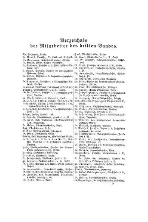 Verzeichnis der Mitarbeiter des dritten Bandes