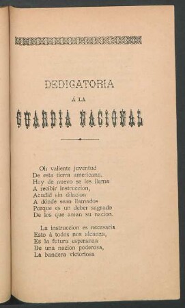 Dedicatoria a la guardia nacional