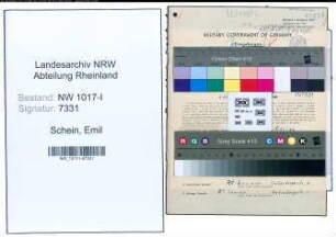 Entnazifizierung Emil Schein , geb. 26.05.1892 ()