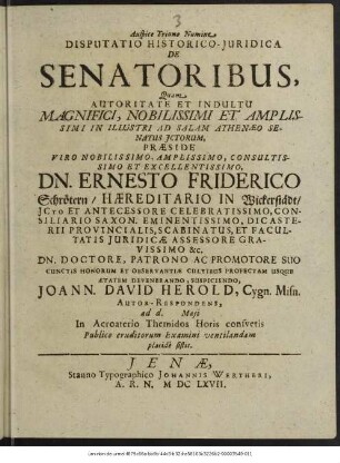 Disputatio Historico-Iuridica De Senatoribus