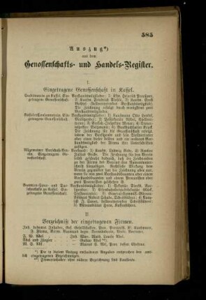 Auszug aus dem Genossenschafts- und Handels-Register