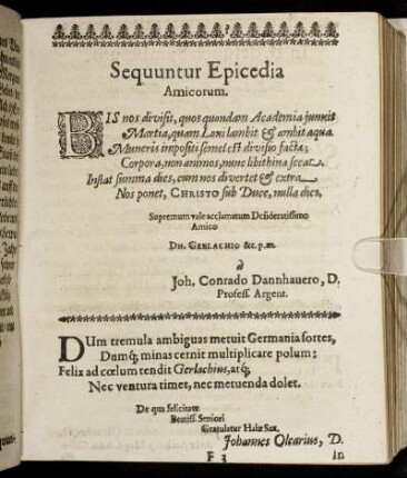 Sequuntur Epicedia Amicorum.