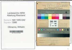 Entnazifizierung Wilhelm Oltmanns , geb. 30.04.1909 (Maler)