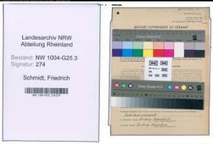 Entnazifizierung Friedrich Schmidt , geb. 31.12.1916 (Konditormeister)