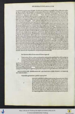 De Generatione Animalium.