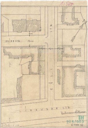 Fischer, Theodor; München, Lindwurmstr.; Garage, Tankstelle und Fahrschule Eibl - Lageplan