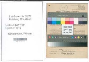 Entnazifizierung Wilhelm Schlattmann , geb. 05.10.1896 (Textilarbeiter)
