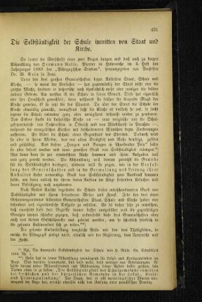 ¬Die¬ Selbständigkeit der Schule inmitten von Staat und Kirche