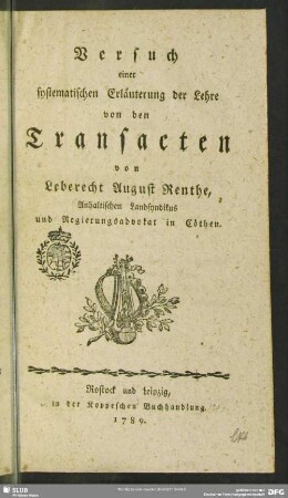 Versuch einer systematischen Erläuterung der Lehre von den Transacten