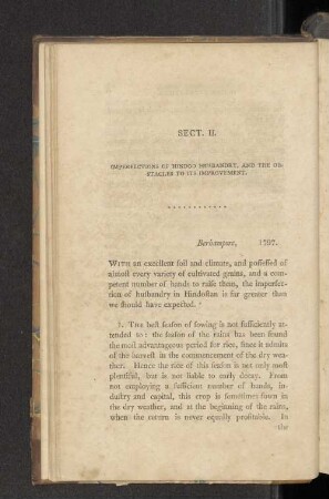 Sect. II. Imperfections of Hindoo husbandry, and the obstacles to its improvement.