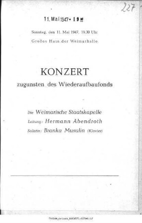 Konzert zugunsten des Wiederaufbaufonds