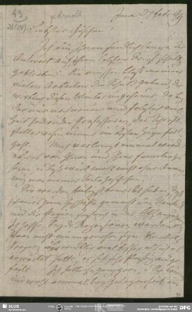 Eigenh. Brief von August Wilhelm von Schlegel an Georg Joachim Göschen mit Beil.: gedr. Katalogauszug (1 Bl.), Jena, 07.02.1799