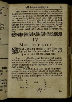 IV. Multiplicatio[...] - V. Divisio.