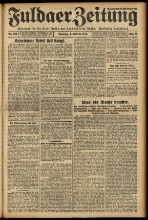 Erste Ausgabe vom Sonntag, den 04. Oktober 1931.