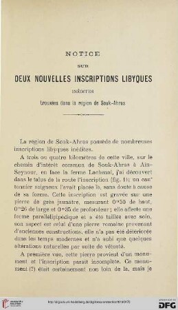 Sér. 5: Notice sur deux nouvelles inscriptions libyques inédites trouvées dans la région de Souk-Ahras