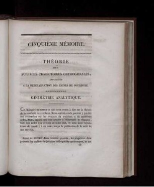 Cinquième Mémoire. Géométrie Analytique.