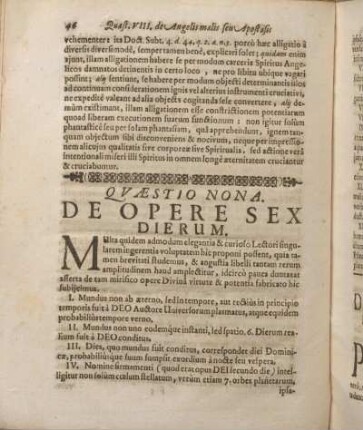 Qvaestio Nona. De Opere Sex Dierum.