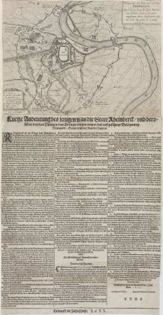 Belägerung der Statt und Vestung/ RHEINBERCK,/ Durch ihr Ex. Printz Fridrich Henrich/ von Uranien Grave zu Nassaw etc./ angefangen dem 13. Mey, ud nach zo tage/ mit acort übergeben, den 4. Iuny,/ 1633.