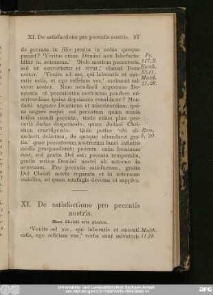 XI. De satisfactione pro peccatis nostris.