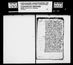 Aufhebung des Arrests über die Herrschaft Malberg (1577) und Verzeichnis der Güter in der Herrschaft Malberg und in den Dörfern Bettenfeld und Meerfeld.