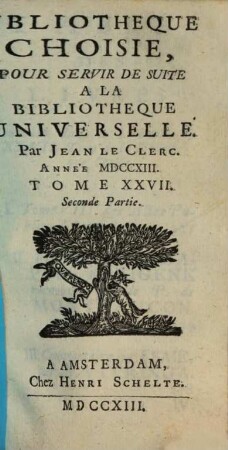 Bibliothèque Choisie, Pour Servir De Suite À La Bibliothèque Universelle, 27,2