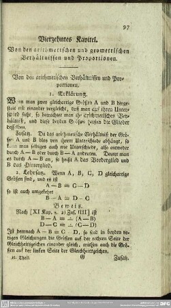 Vierzehntes Kapitel. Von den arithmetischen und geometrischen Verhältnissen und Proportionen